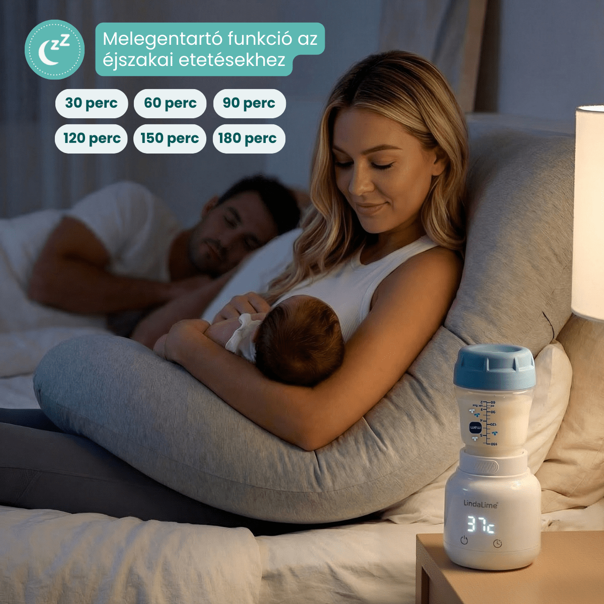 Lindalime Heat&Feed hordozható akkumulátoros cumisüveg gyorsmelegítő Cumisüveg melegítők Lindalime 