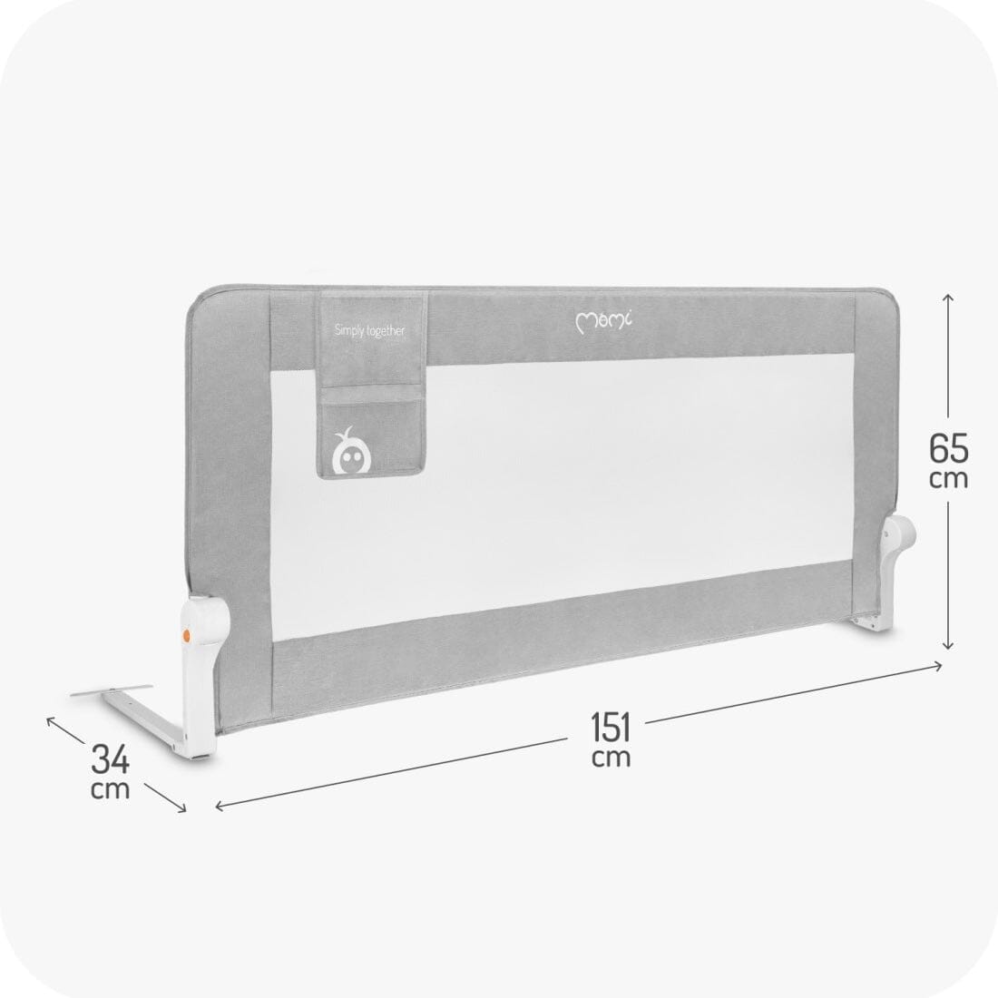 MoMi Lexi XL PLUS leesésgátló - Világos szürke [151x65x34 cm] Bababiztonság MoMi 